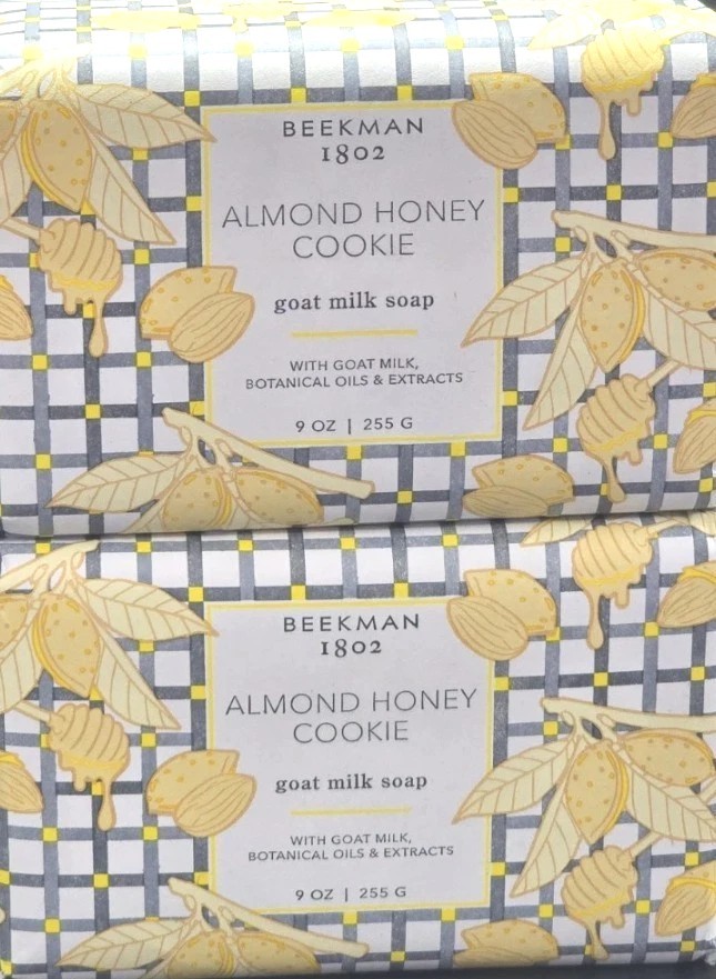2 Beekman 1802 Almond Honey Cookie Goat Milk Soap Bars 9 oz Each New