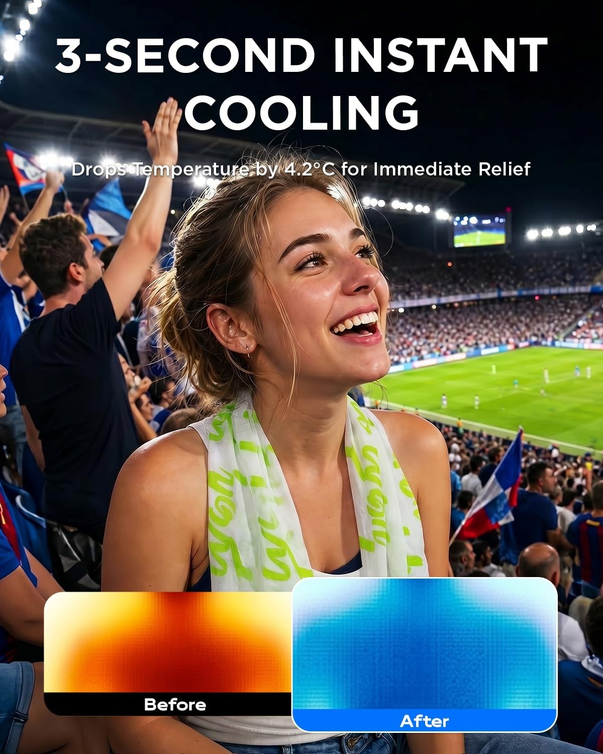 CoolRush Towel with Natural Mint Extract, 3-Second Cooling Relief Up to 3 Hou…