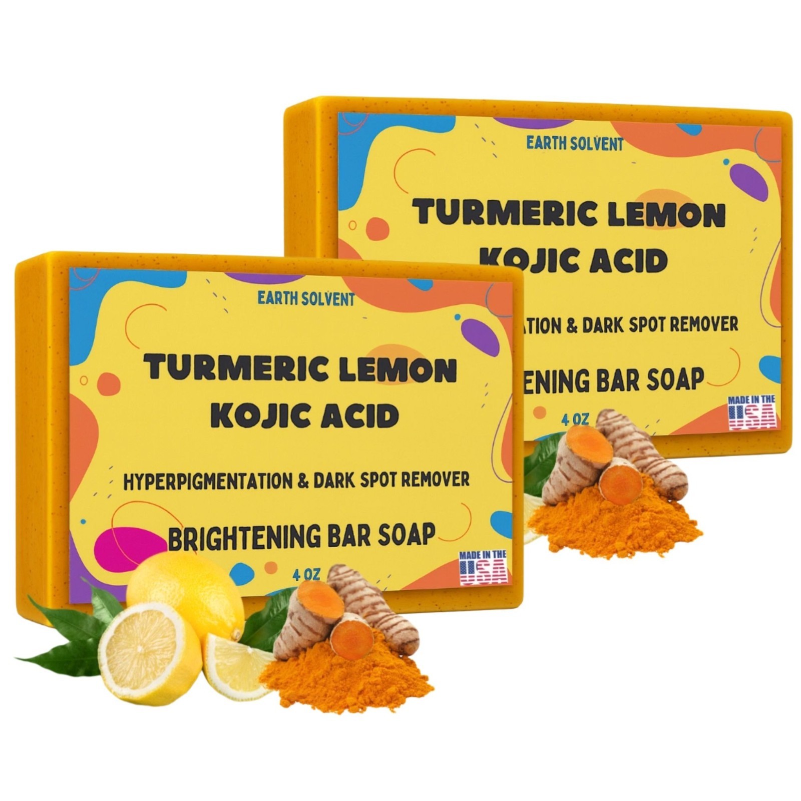 Kojic Acid Soap Dark Spot Whitening Turmeric Skin Bleaching Lightening 4oz Bars