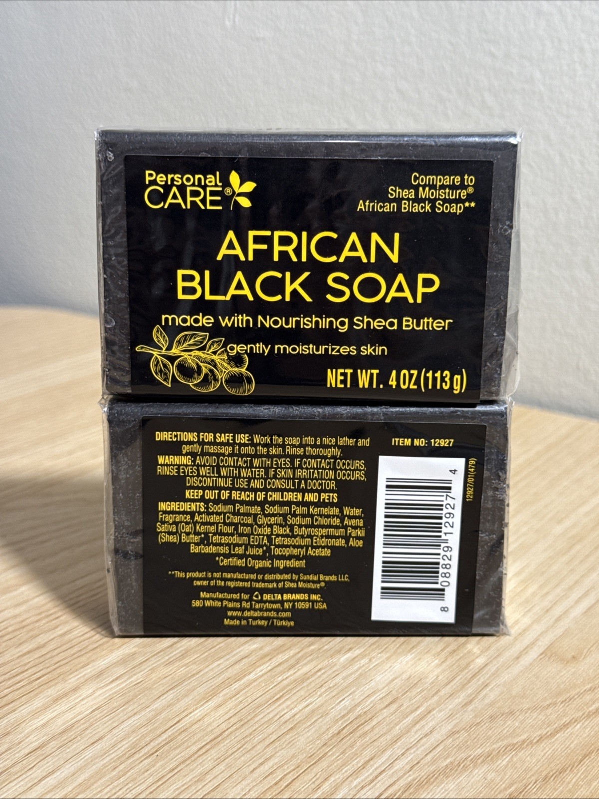 Personal Care African Black Soap with Shea Butter, Pack of 2, 4oz