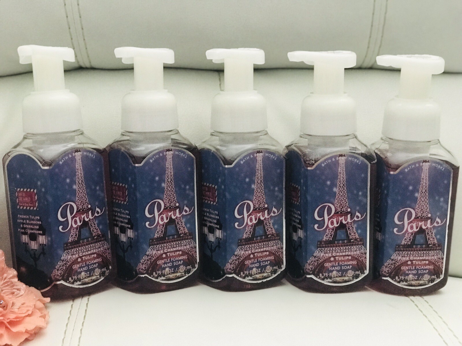 5x New Bath & Body Works PARIS Pink Champagne & Tulips Gentle Foaming Hand Soap