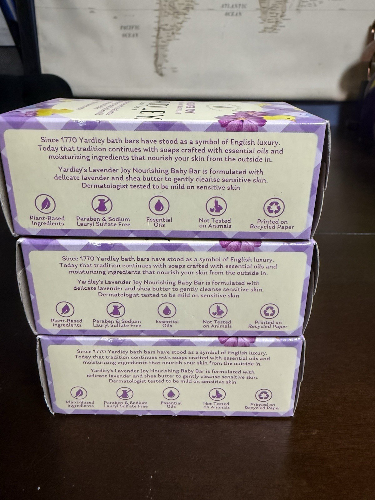 Yardley London Lavender Joy 3 Pack Nourishing Gentle Soap Bath Bars 4.25oz New