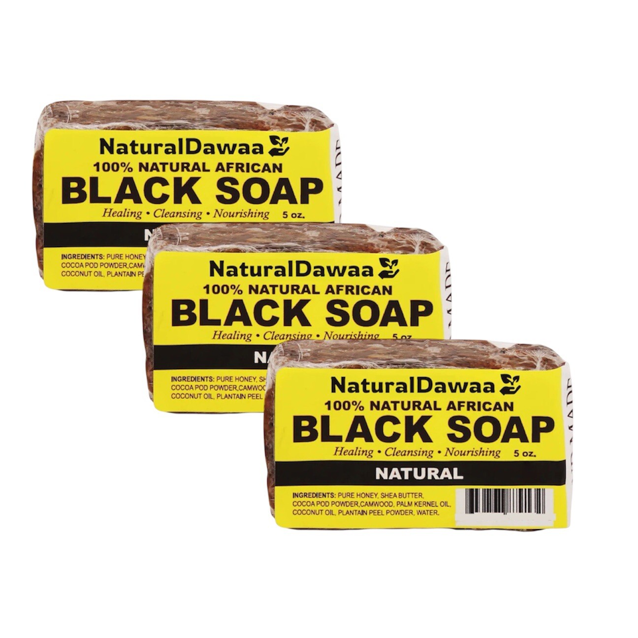 Premium Handmade African Black Soap – 5oz with Shea Butter, Honey Made In GHANA