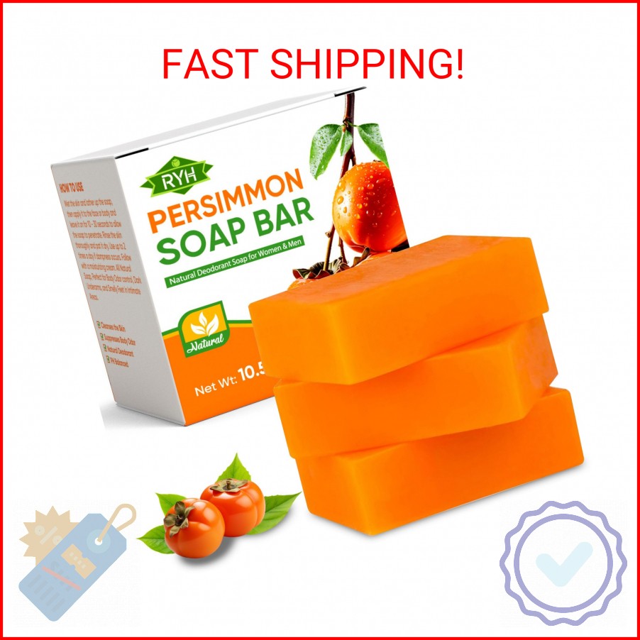 RYH 3 PCS Persimmon Soap Bar for Body Odor Control–Deodorizing & Eliminating Bod