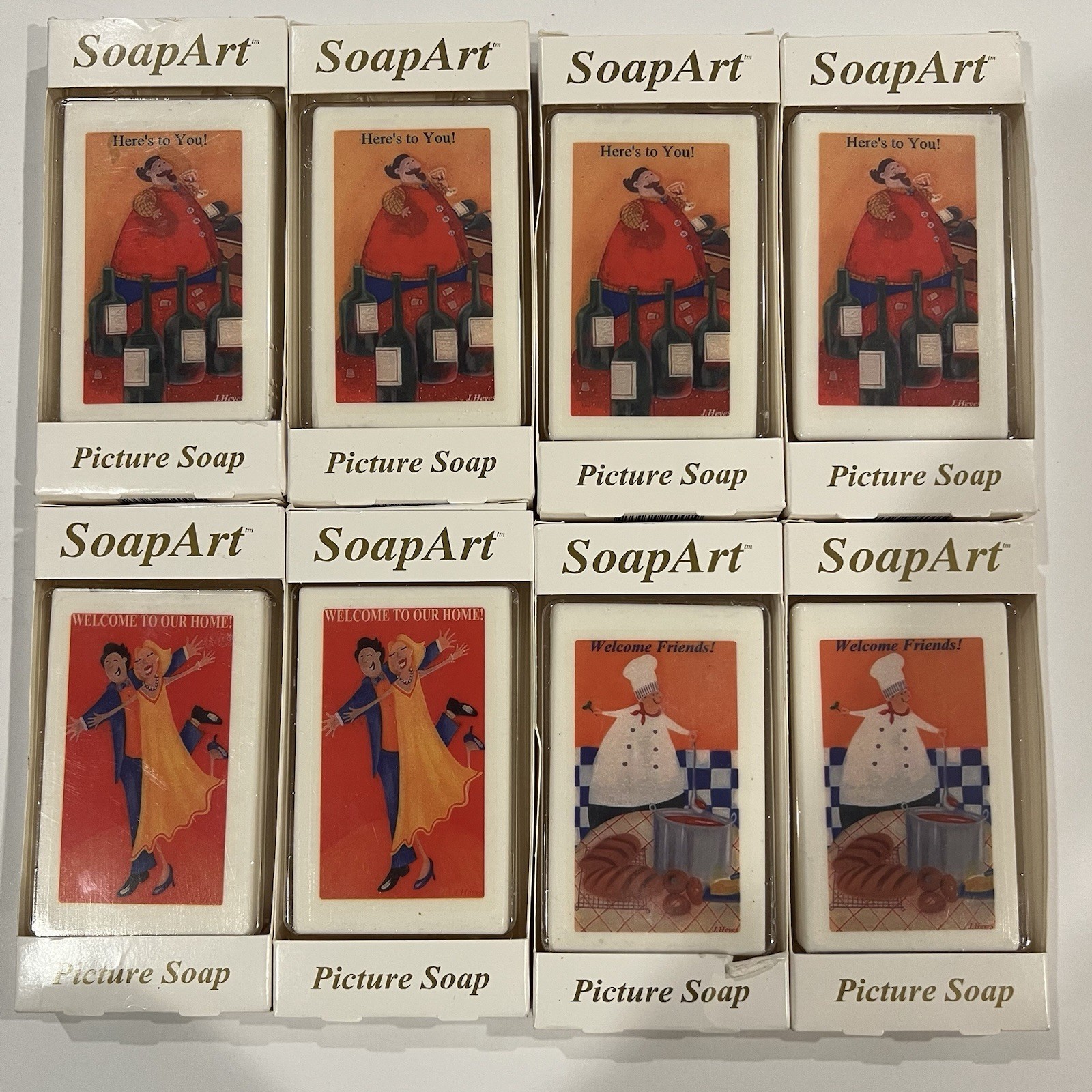 Soap Art Picture Lot Of 8 Bars Chef Cooking Dancing Wine Baking Welcome Home