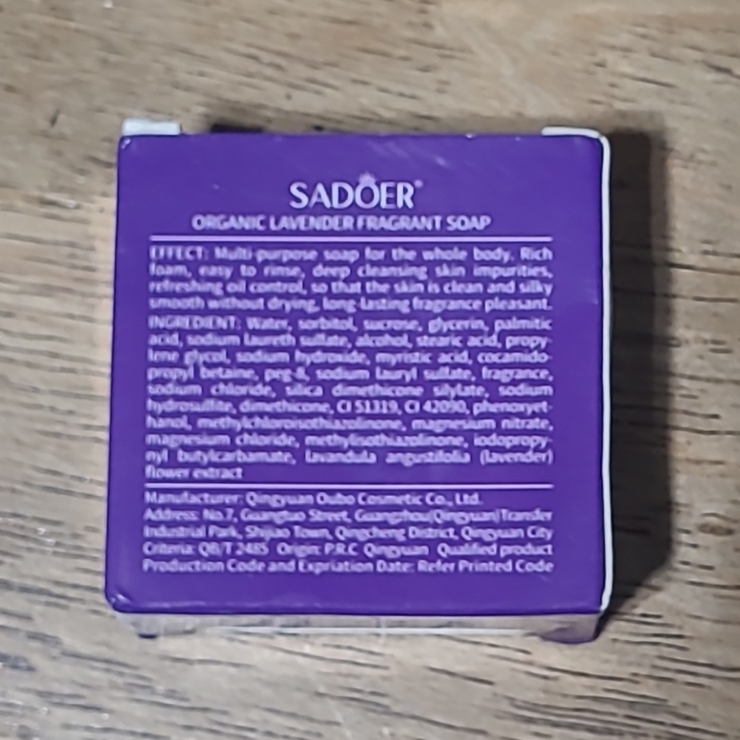 Sadoer Organic Lavender Soap 3.5 Fl Oz