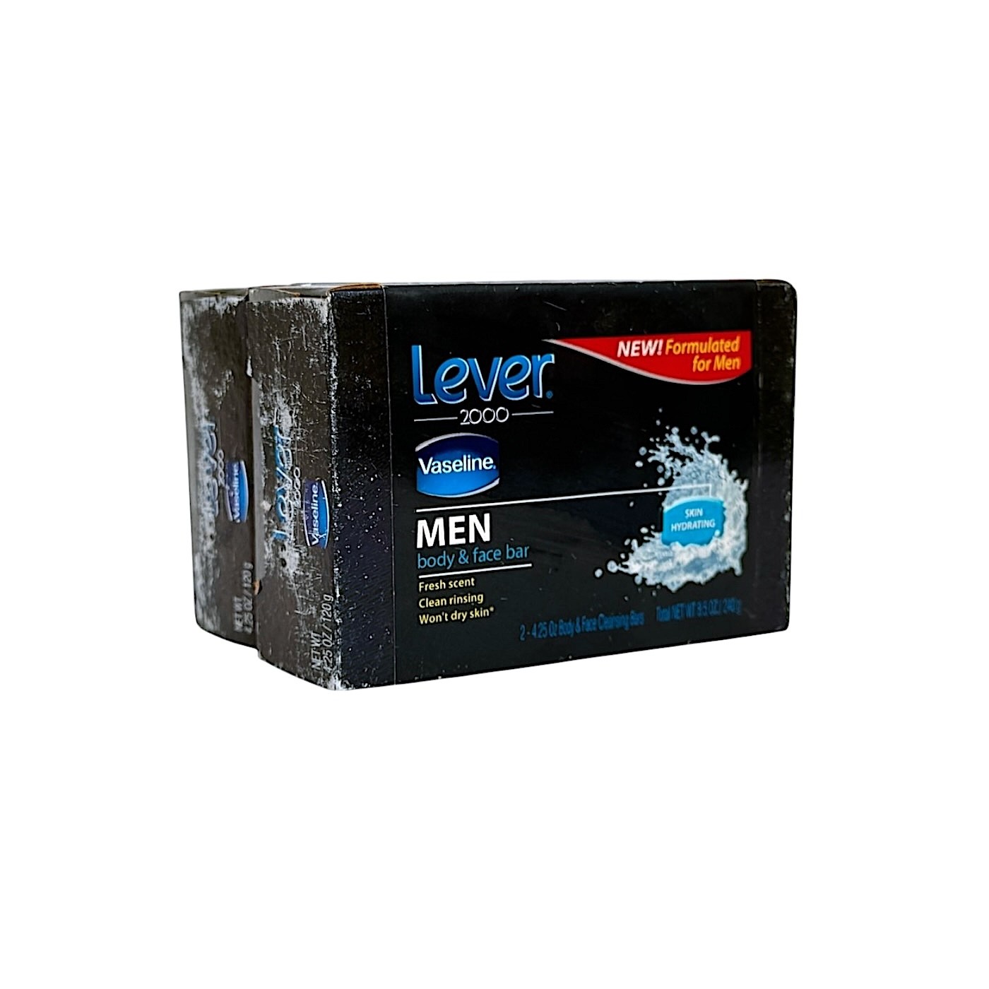 2 Lever 2000 Men Body & Face Bars Fresh Scent Soap Vaseline Made in USA 4.25 oz