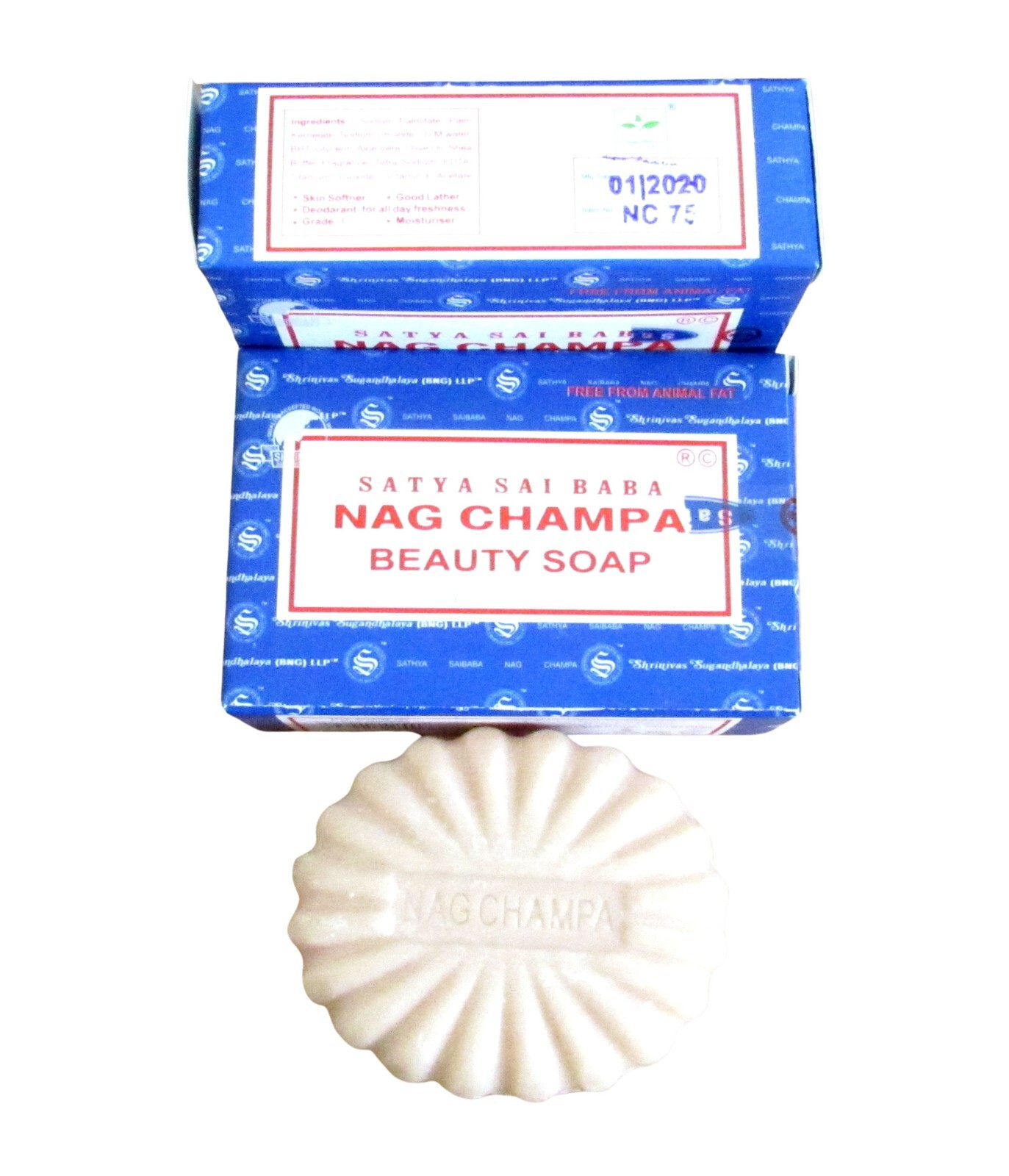 Satya Sai Baba NAG CHAMPA or SUPER HIT Beauty Bar Soap, 75 or 150 Grams Box