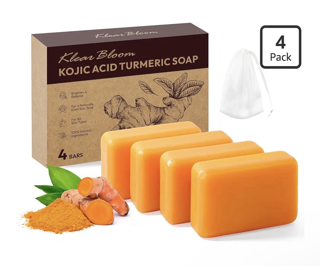 Klear Bloom Kojic Acid Turmeric Soap – Brightening Orange Bars (4 Pack)