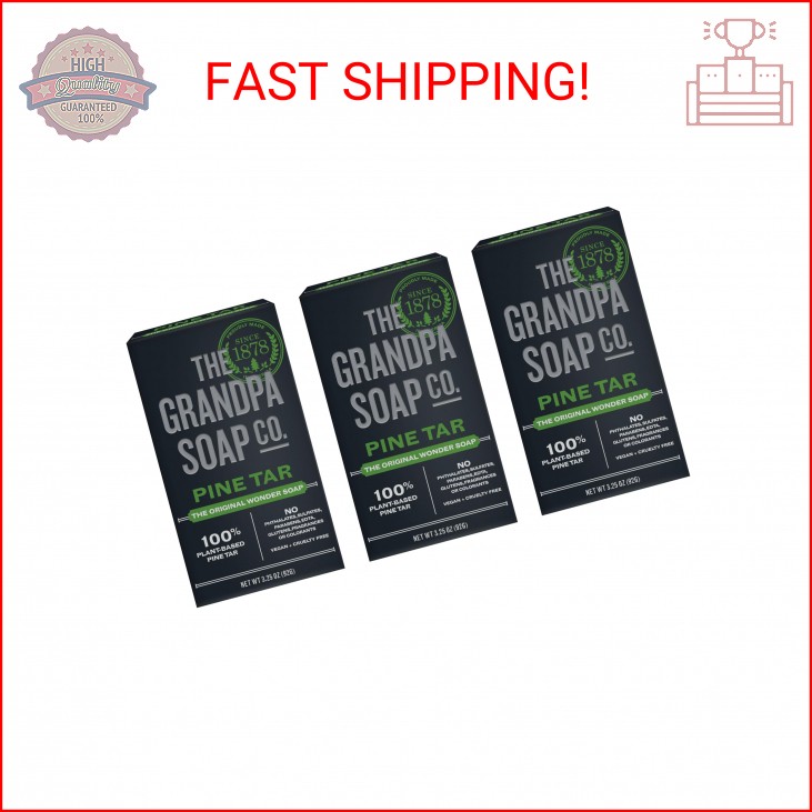 The Grandpa Soap Company Pine Tar Bar Soap for Men- Made With Pine Tar Oil, 3 in