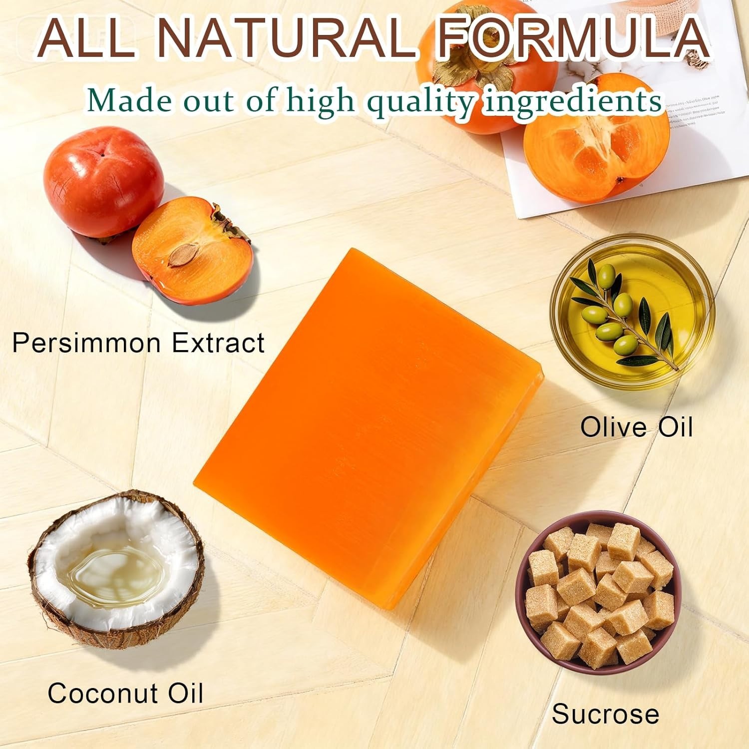 5 Pcs Persimmon Soap Bar for Old People Smell, Persimmon and Green Tea…