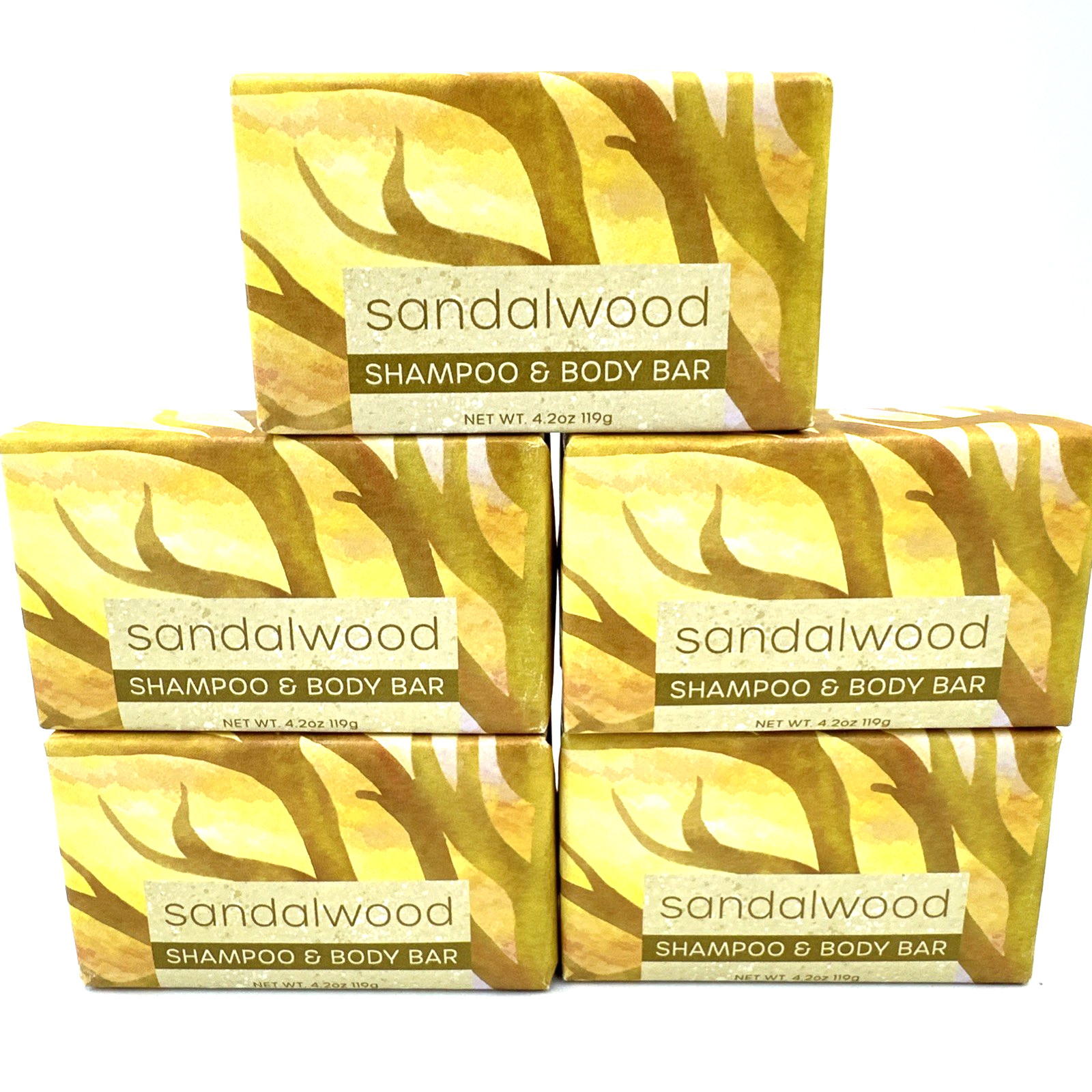 Greenwich Bay Sandalwood Shampoo & Body Bar Lot Of 5 (4.2oz Each) 3.5 x 2 x 1 In