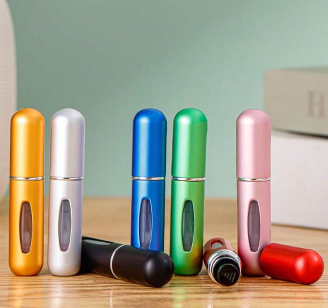 4 Pcs Mini Travel Perfume Atomizer Bottle Spray Pump Case Refillable Portable US