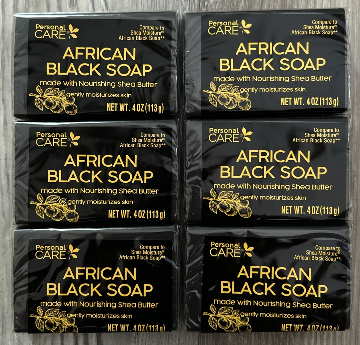 6-Pack Personal Care African Black Soap Shea Butter 4oz Each Moisturizes Skin