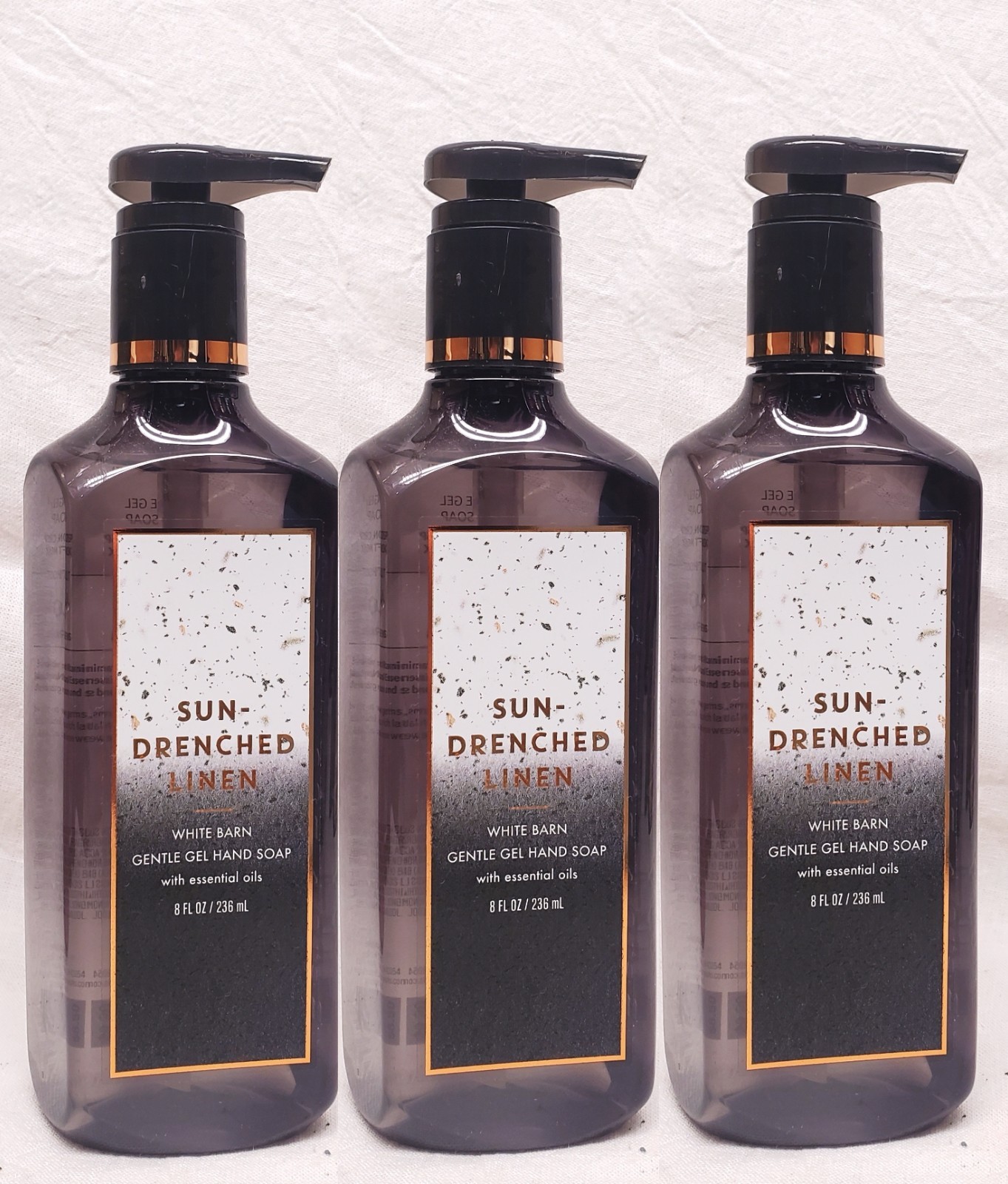 3 Bath & Body Works SUN-DRENCHED LINEN Gentle Gel Hand Soap Wash