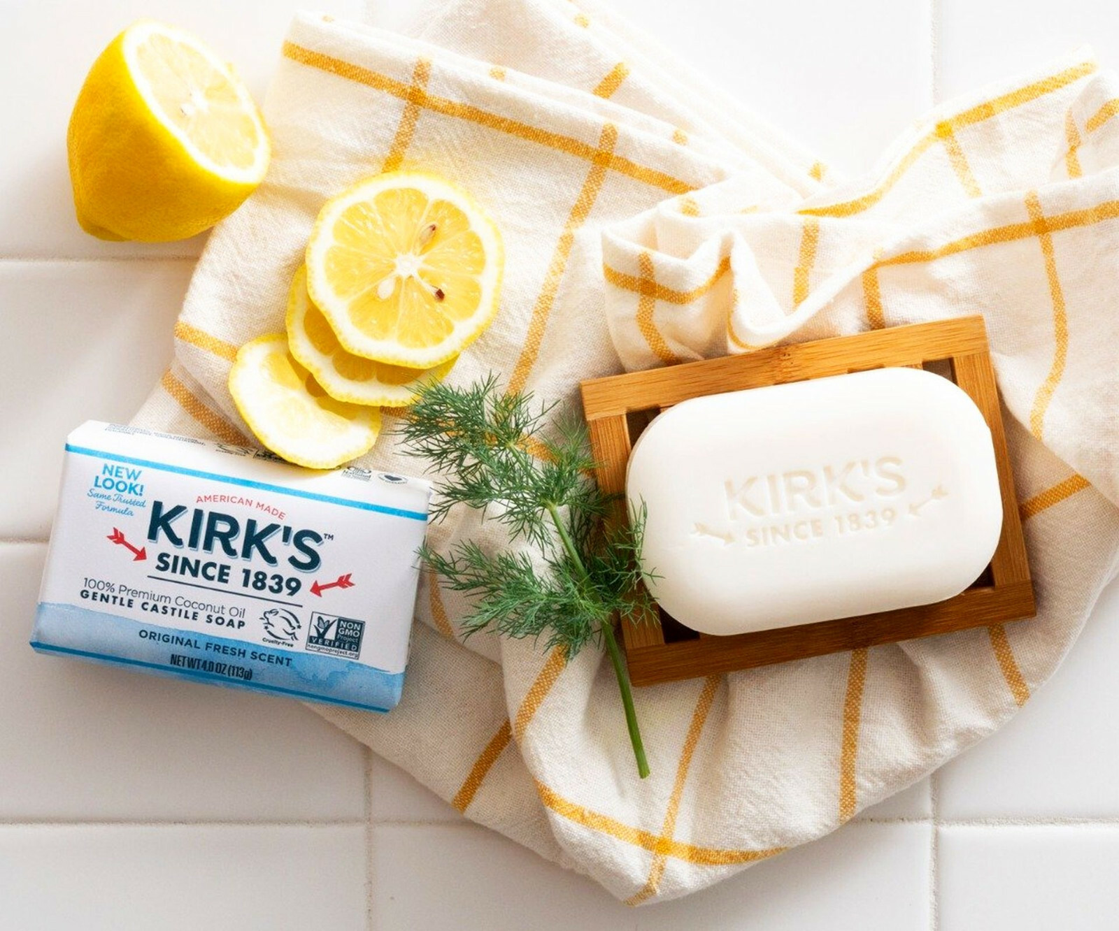 6 Bars Kirk’s FresH Scent CASTILE BAR SOAP 100% Coconut gentle 4oz x6 Coco KIRKS