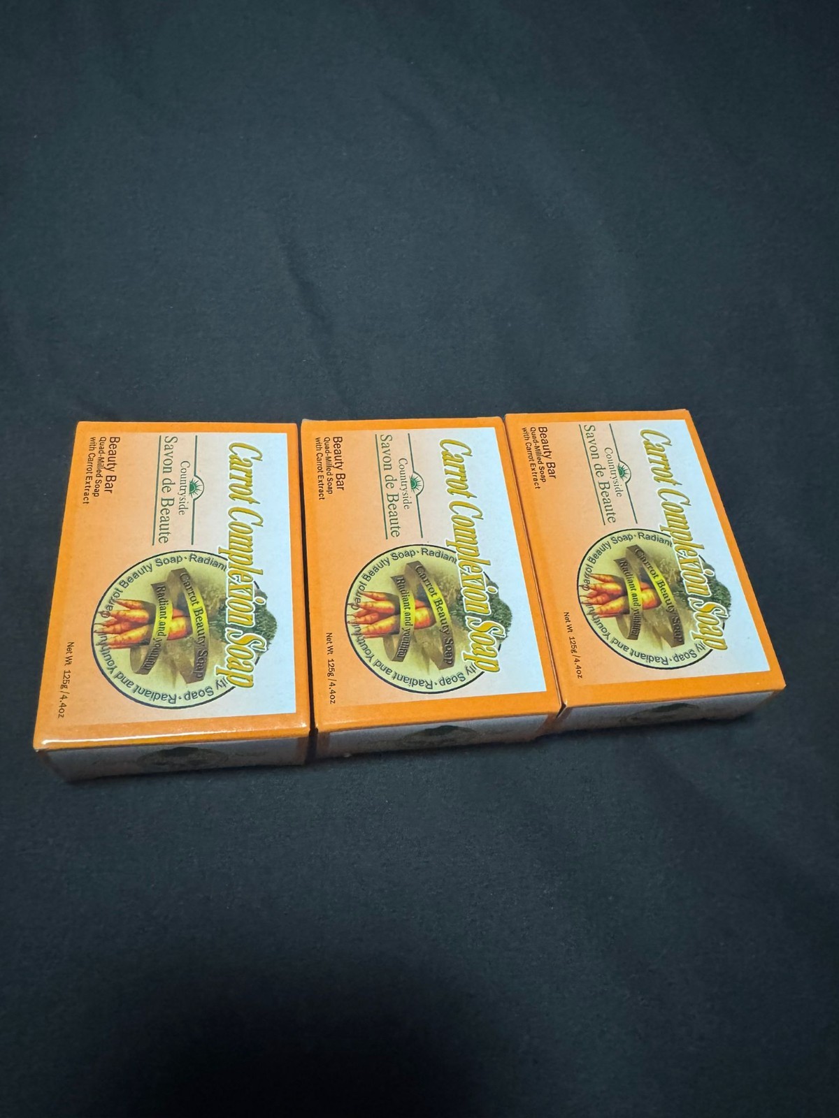 3-Pack CARROT COMPLEXION SOAP BEAUTY BAR WITH CARROT OIL 125g (each)