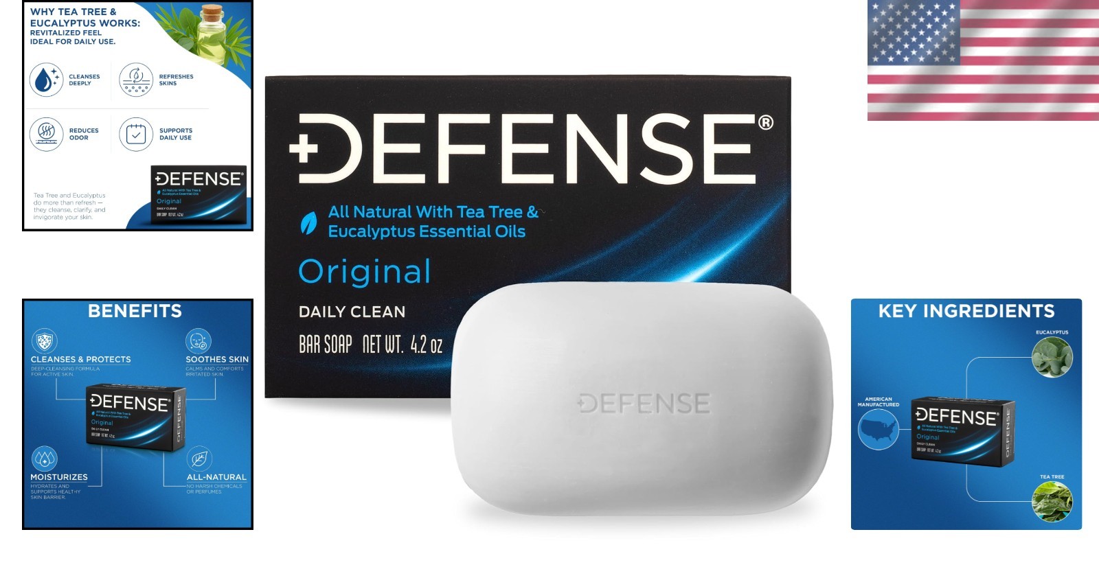 100% Natural 4.2 Oz Tea Tree & Eucalyptus Body Bar for Gentle Cleansing