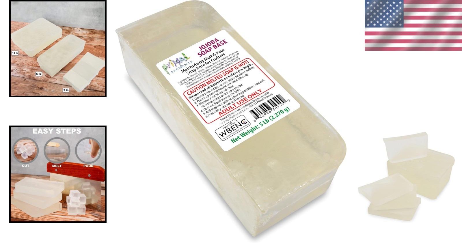5 lb Jojoba Oil Soap Base – Easy Melt & Pour Glycerin for Moisturizing DIY Soaps