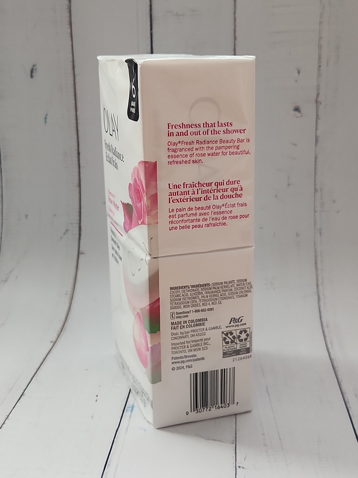 OLAY Fresh Radiance Rose Water Beauty Bar Soap, 6 Bars, Total 19 fl oz