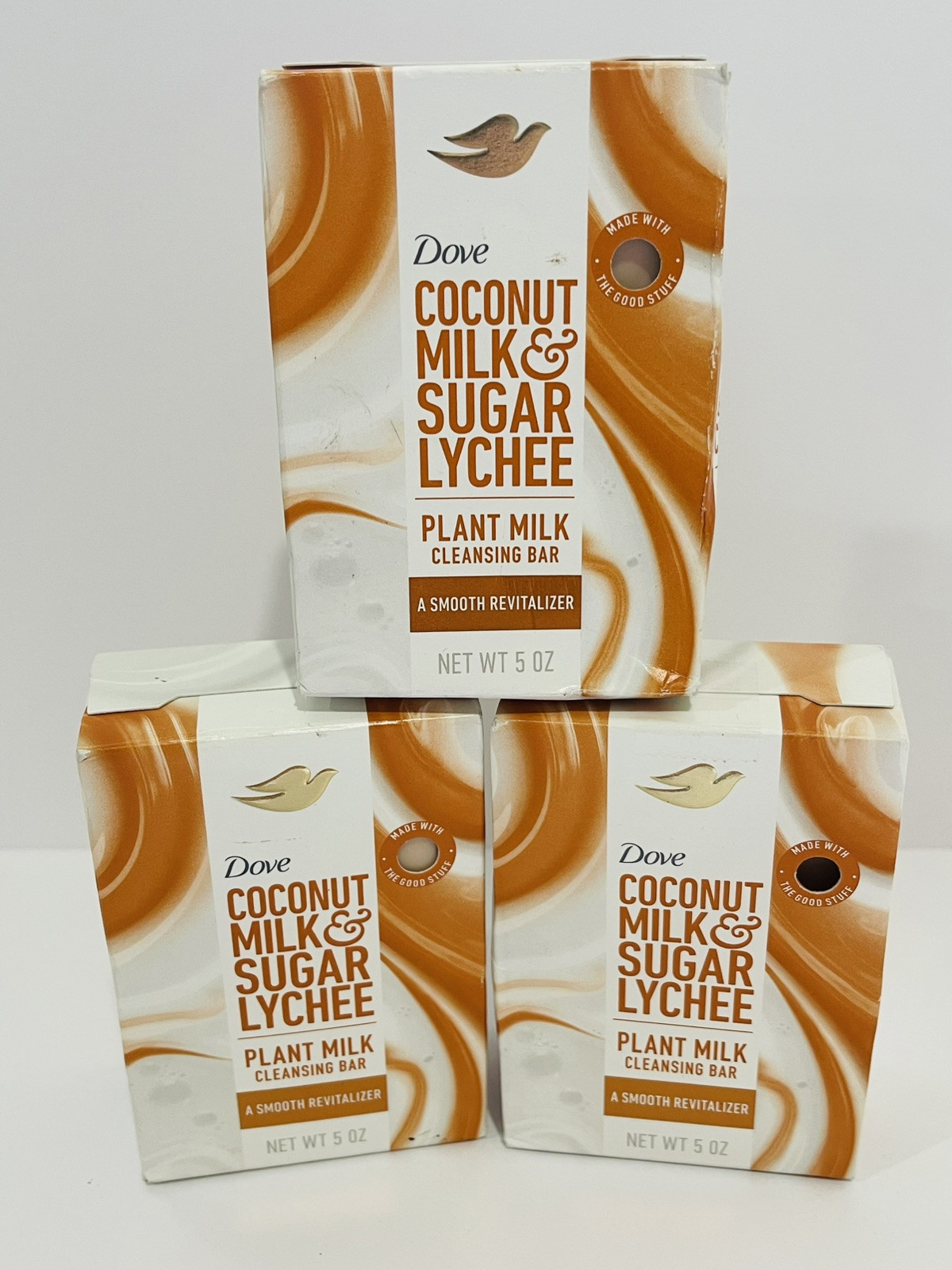 3 X Dove Beauty Plant Based Bar Soap Coconut Milk & Sugar Lychee 5 oz