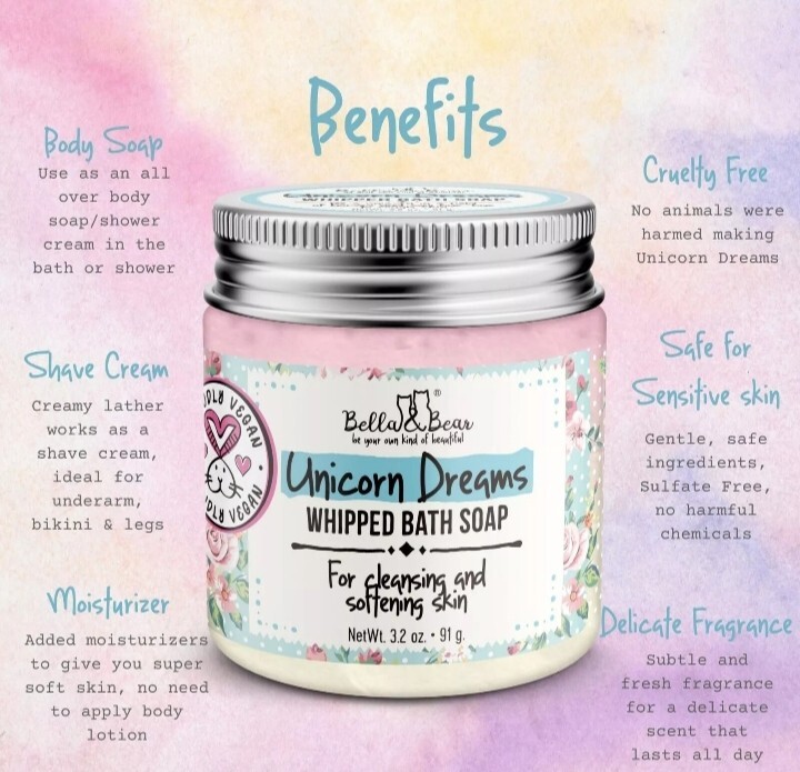 Lot Of 5 Bella & Bear Skincare Unicorn Dreams Whipped Bath Soap 3.2 OZ Each