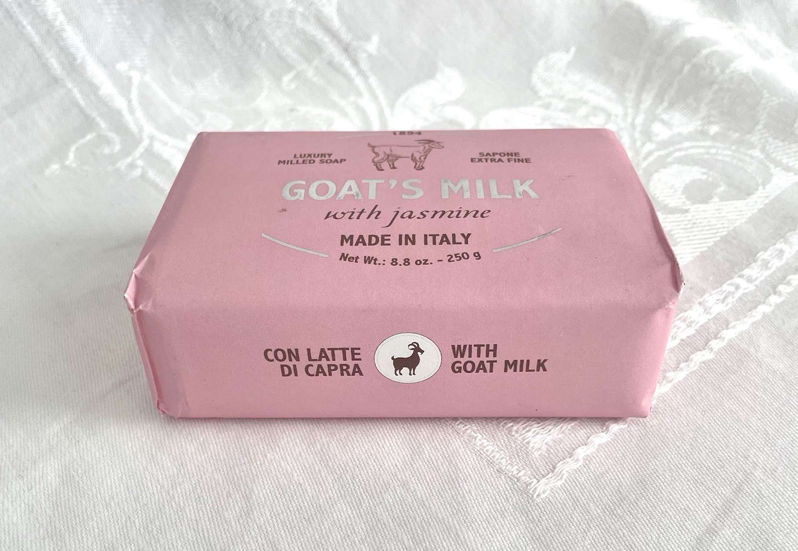 NEW Goat’s Milk Soap w/ Jasmine Luxury Milled Soap/Sapone Ex Fine – Italy, 8.8oz
