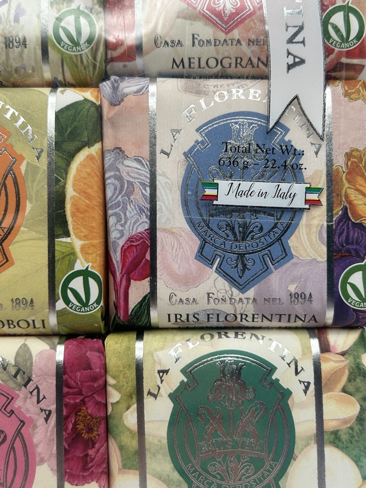 6 Pack La Florentina Bar Soap Peony Lavender Magnolia Iris Pomegranate Orange
