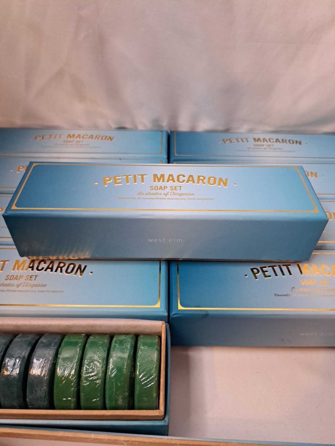 Lot of 11 West Elm Petit Macaron Soap Sets of 12 Shades of Turquoise New