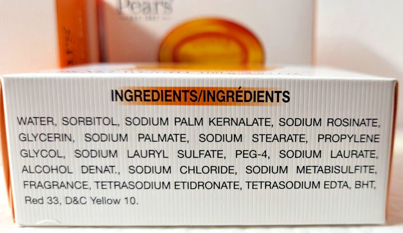 Lot of 4 Pears Transparent Glycerin Bar Soaps Orange 3.53 oz Each Pure & Gentle
