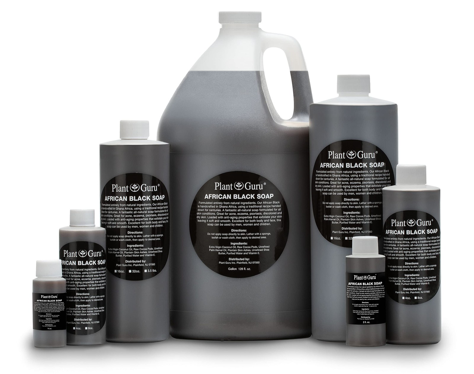 Plant Guru Raw African Black Soap Liquid 4 fl. oz. – 4 Ounce (Pack of 1), red