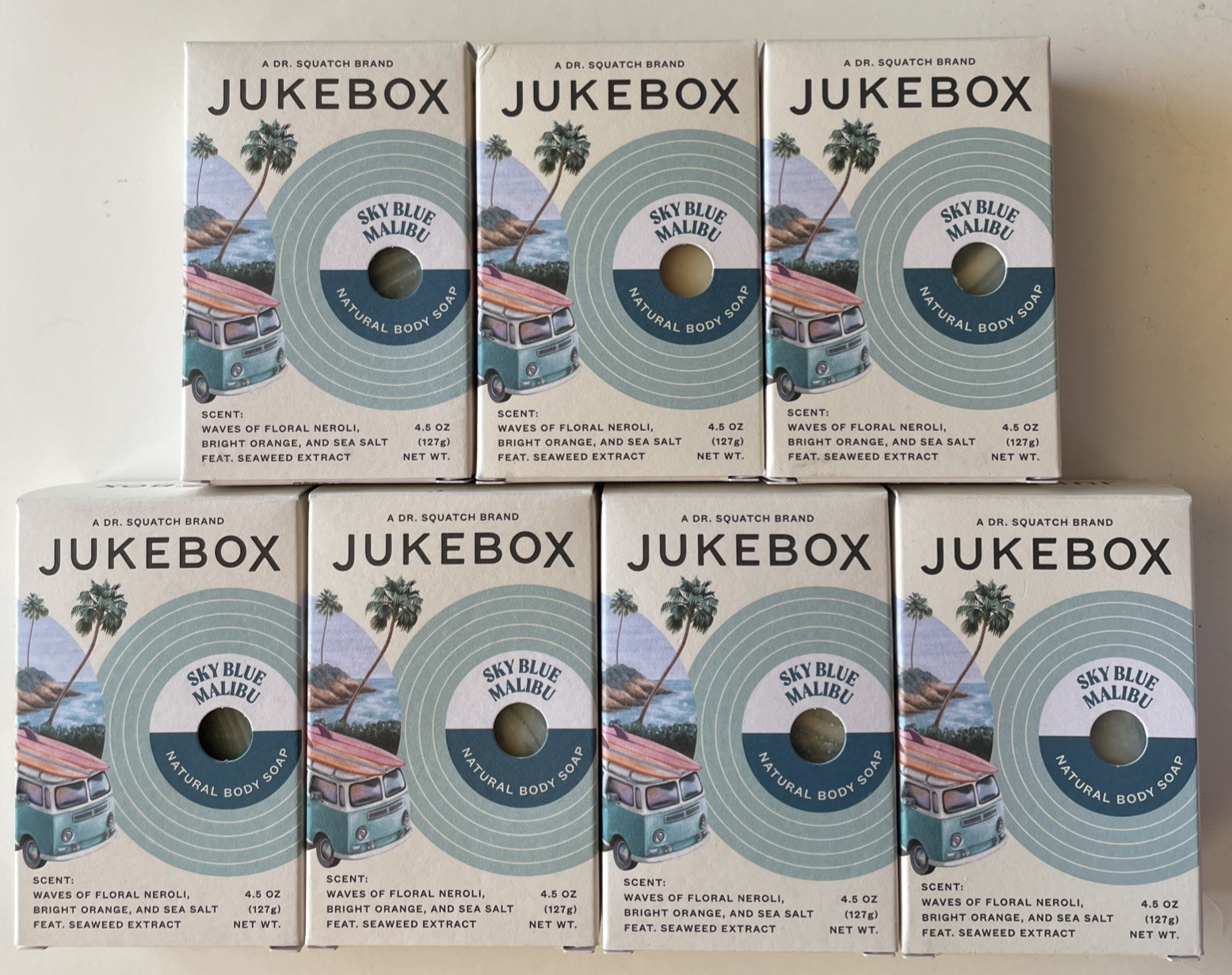 7 Dr. Squatch Jukebox Sky Blue Malibu Neroli Orange Sea Salt Bar No Scrub 4.5oz.