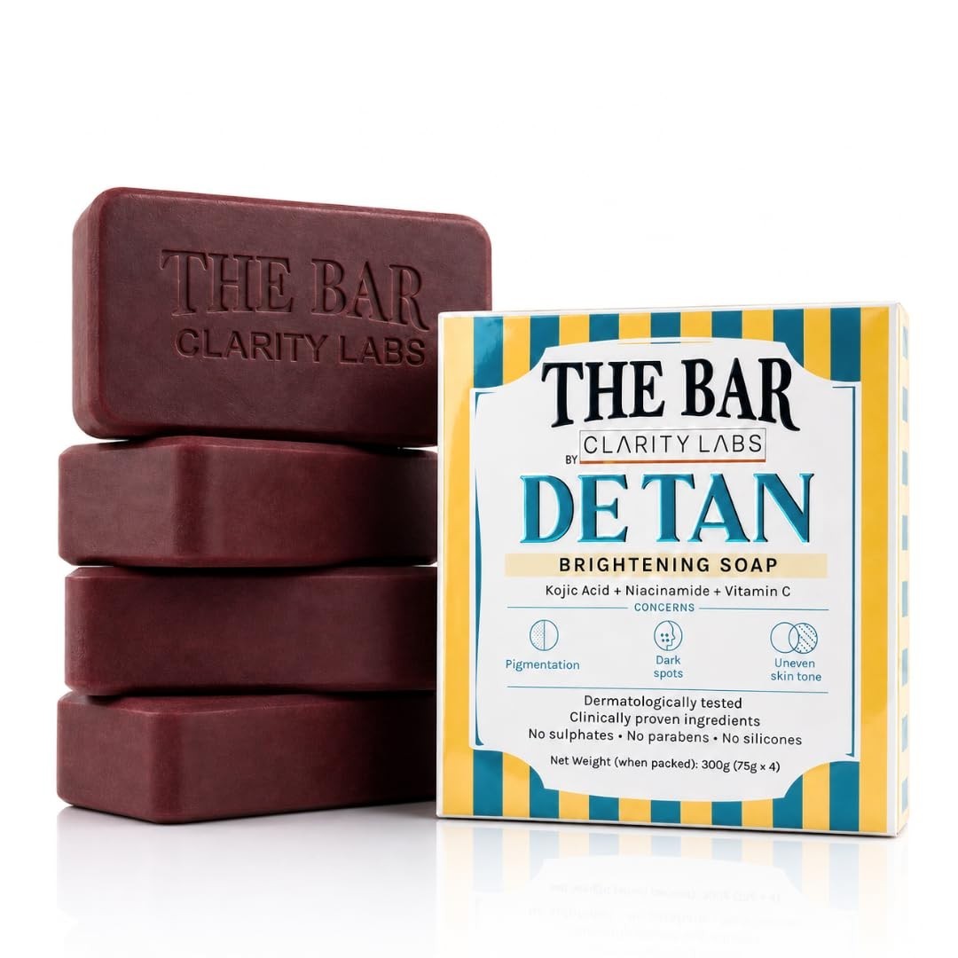 4x The Bar DETAN BRIGHTENING SOAP 75g Each Glowing Skin, Tan & Dark Spot Removal