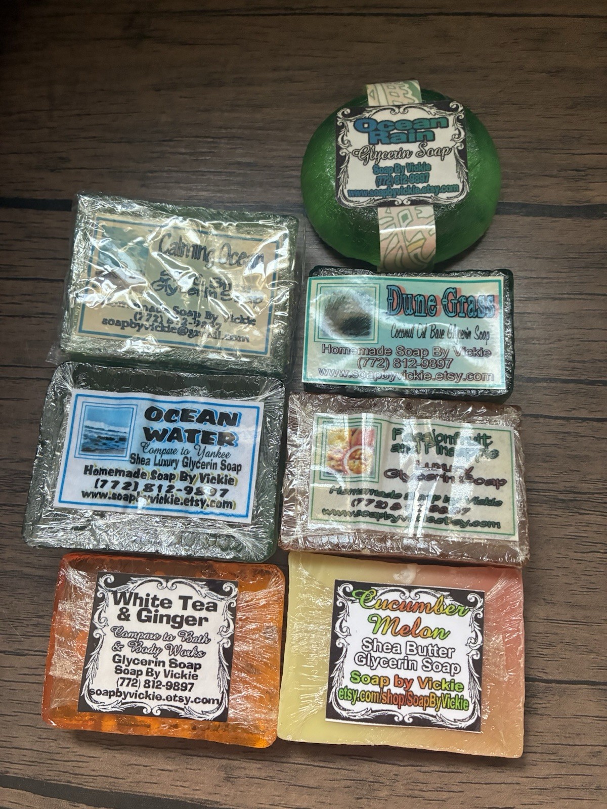 Handmade Soap Lot 7 Bars Detailed Soap Various Scents NEW