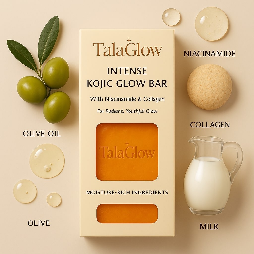 Tala Glow Intense Kojic Glow Bar Moisturizing Soap with Oils Collagen Niacinamid