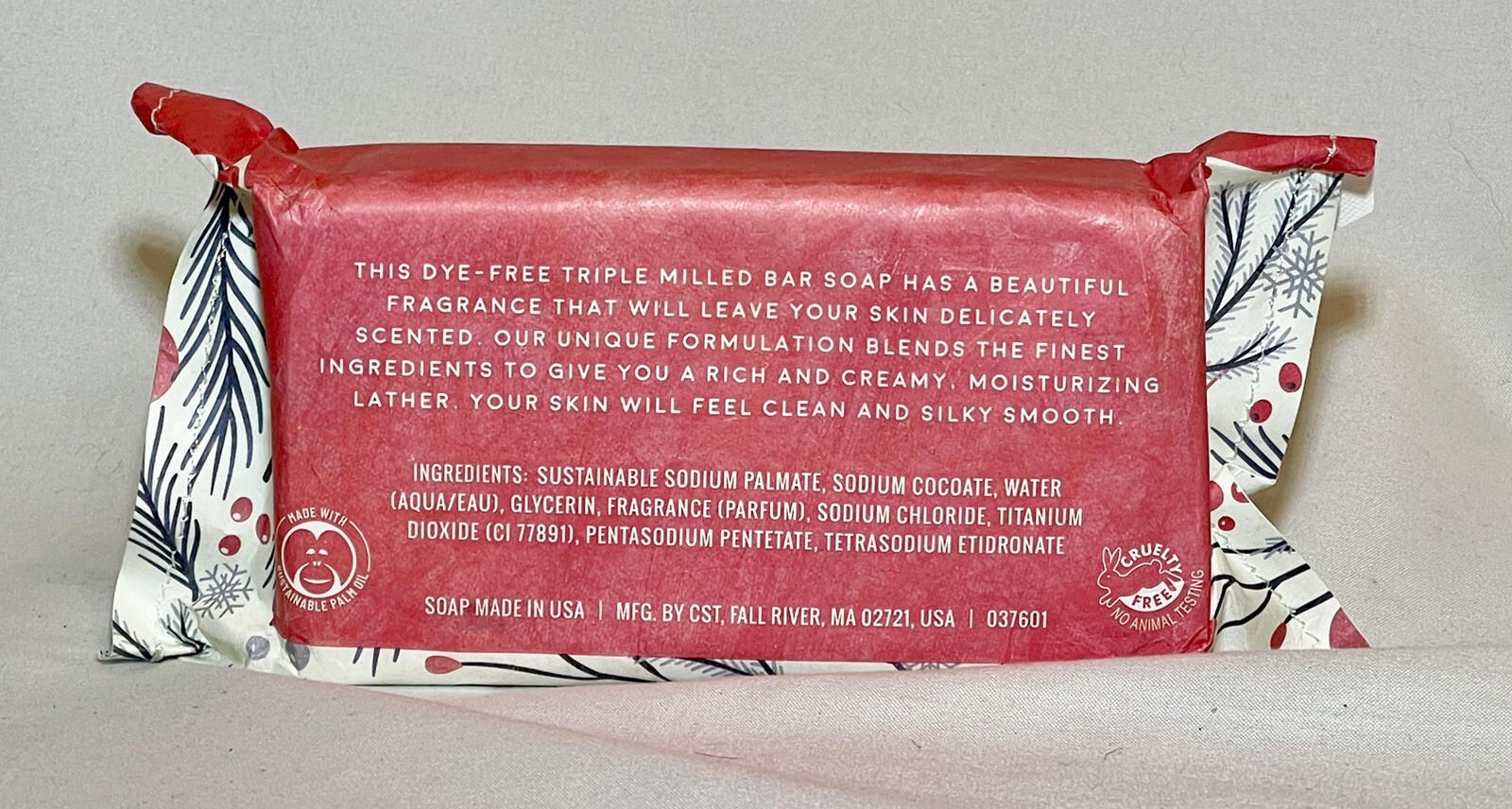 Commonwealth Soap Co CRANBERRY VANILLA 8oz Bar Cruelty & Dye-Free 3X-Milled NEW