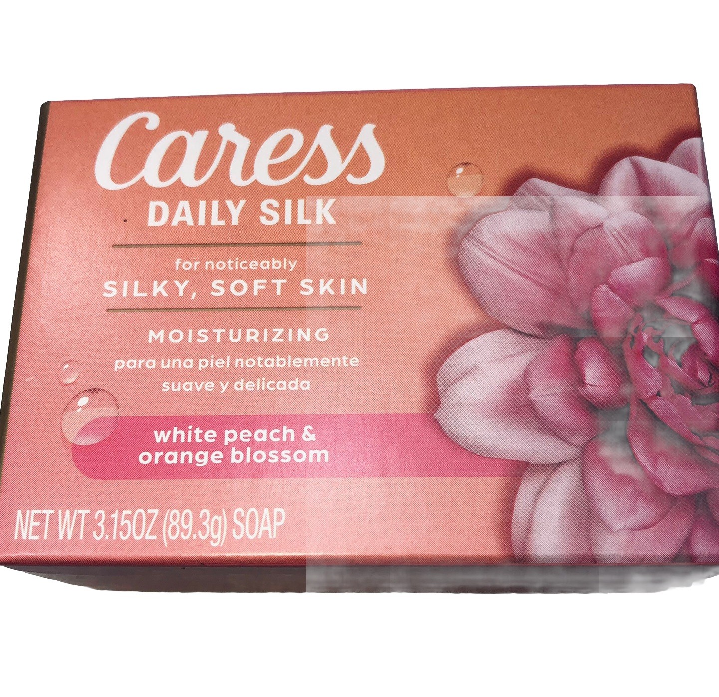 6 PK Caress Daily Silk Soap Bars White Peach & Orange Blossom 3.15 oz