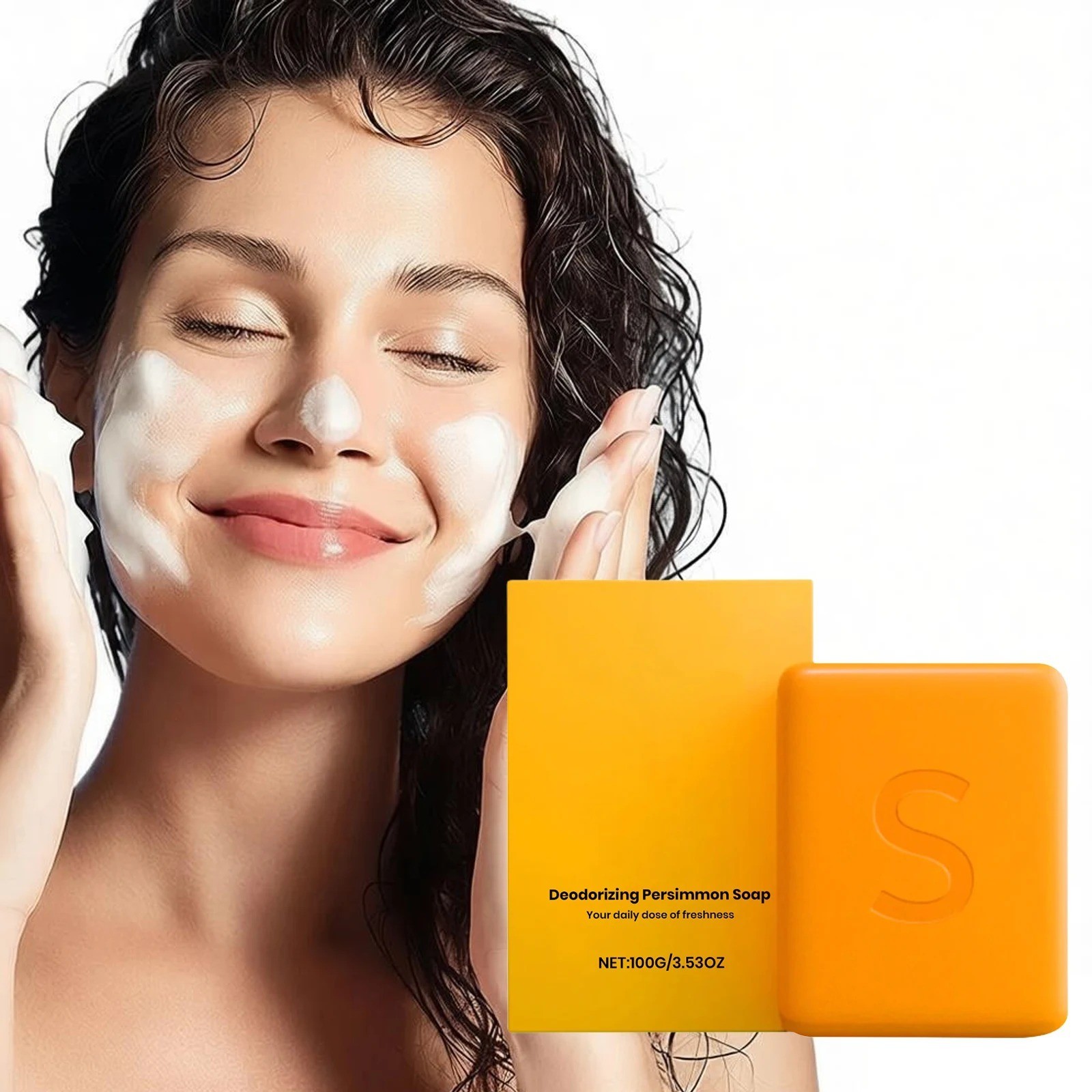1~3PCS Swarva Persimmon Soap Bar Body Odor Control Deodorant Soap for Men&Women
