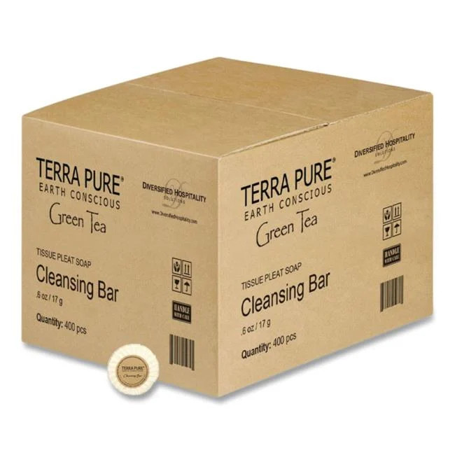 Terra Pure Cleansing Bar Green Tea Lemongrass 0.6 oz – 400 Count #DHS002041