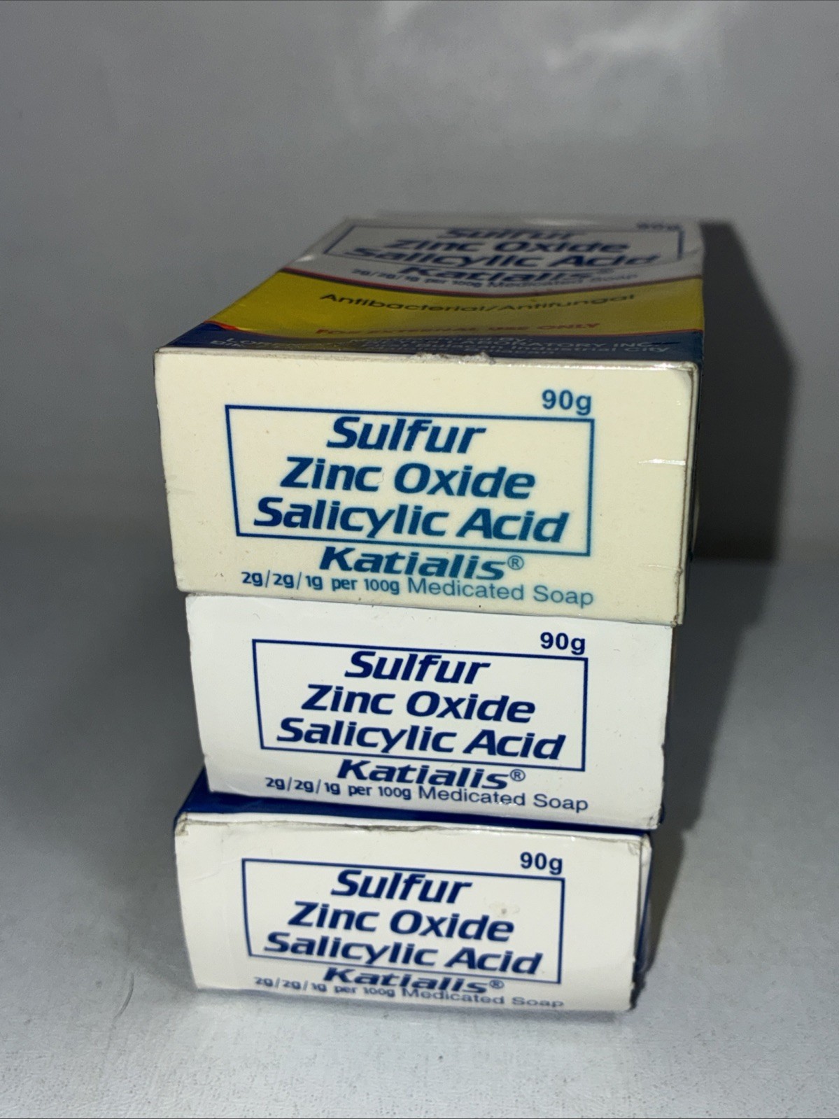 3 Sealed Katialis Bar Soap Sulfur Oxide Antifungal Damaged Boxes