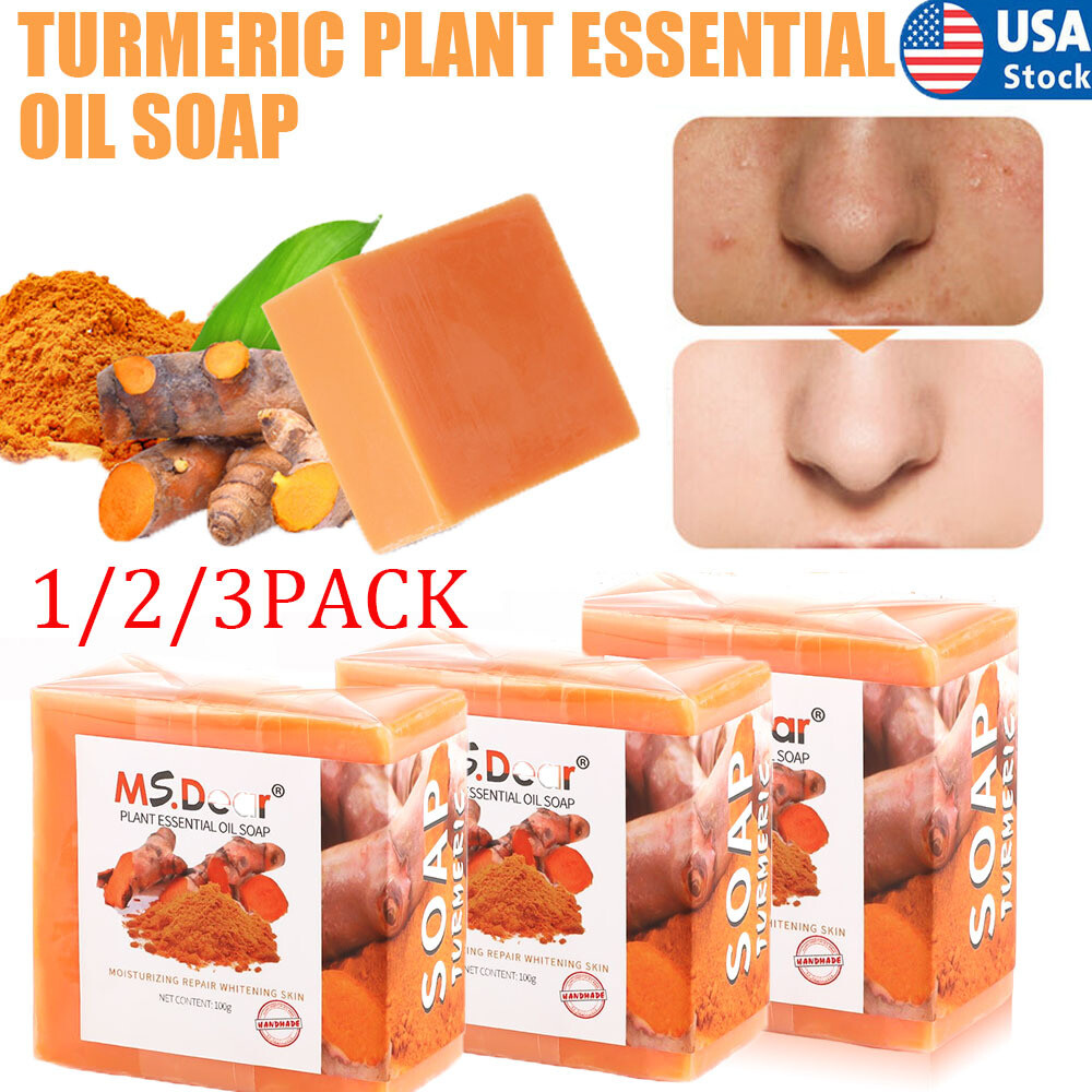 1-3X Tumeric Soap Skin Whitening Dark Spots lightening Acne Brightening Turmeric