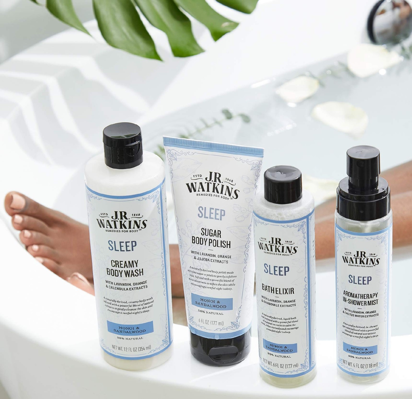 J.R. Watkins Sleep Bath Elixir, Liquid Bath Soak, Monoi & Sandalwood with Nat…