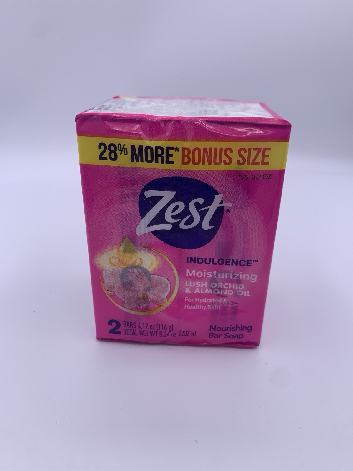 Zest Indulgence Moisturizing Bar Soap Lush Orchid & Almond Oil 2 Bars 4.12oz