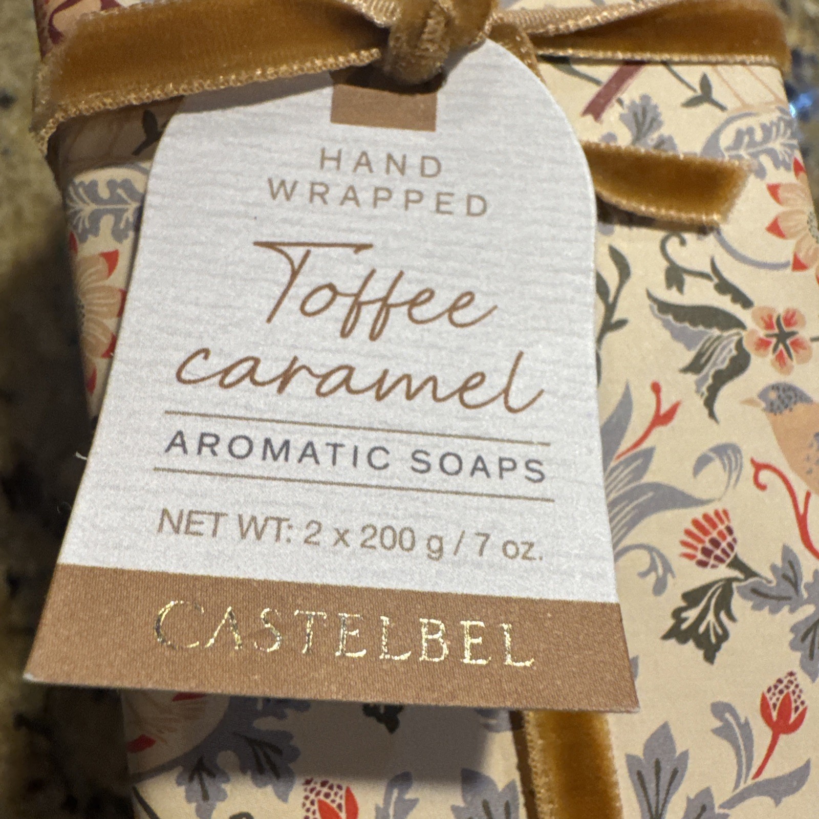 Castelbel Hand Wrapped Toffee Caramel Aromatic Soaps 2 x 200g (7oz) Luxury Gift
