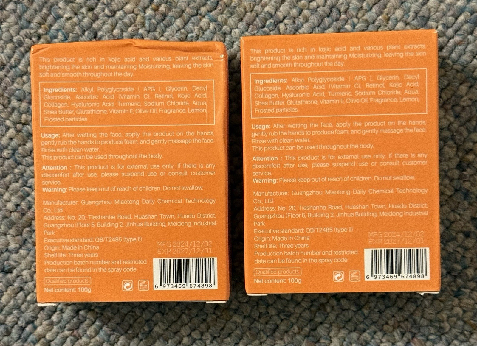 2 Amococo KUJIC ACID Lemon Natural Artisanal Bar Soap 3.5oz New