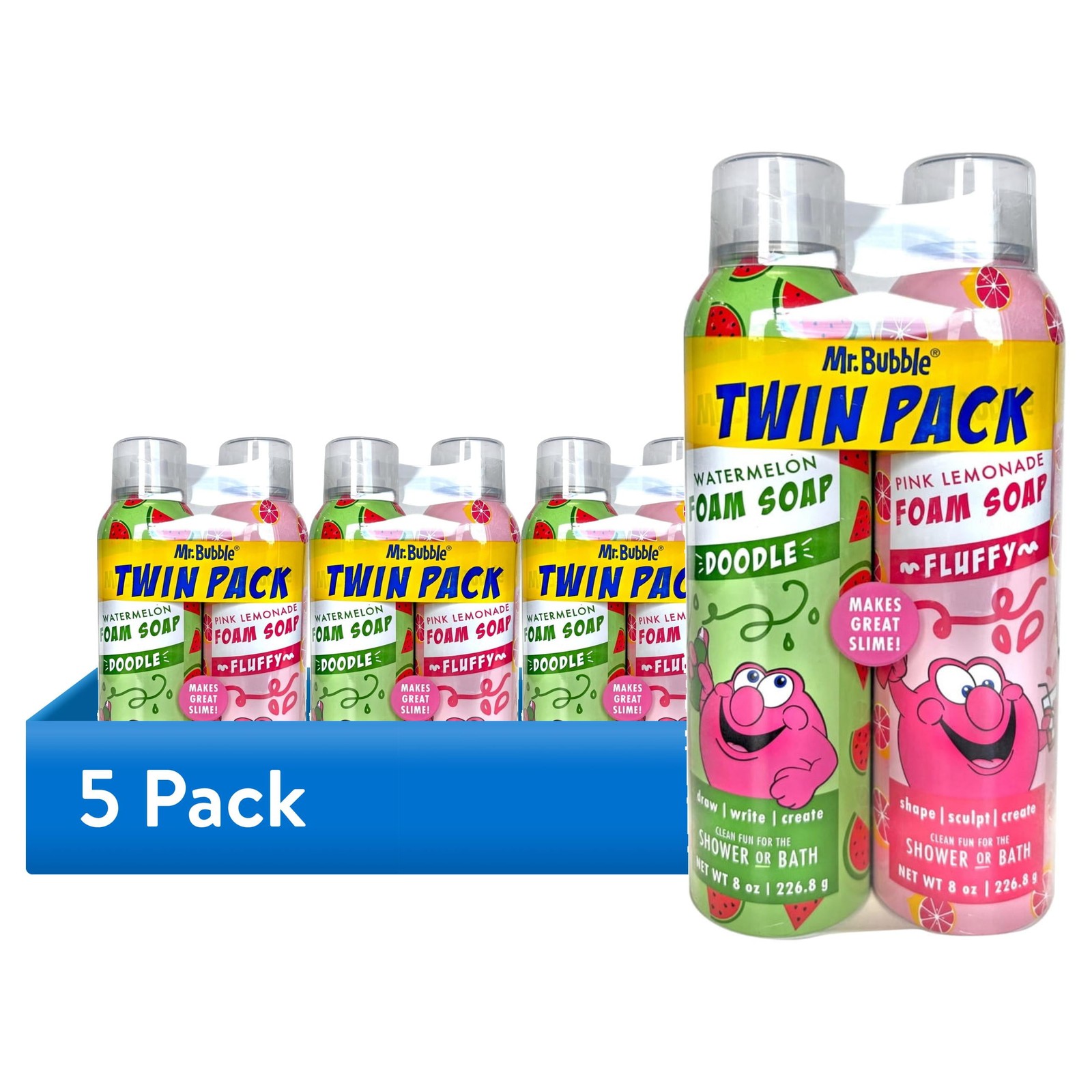(5 pack) Mr. Bubble Foam Soap Twin Pack, Rotating Colors and Scents, 16 oz.