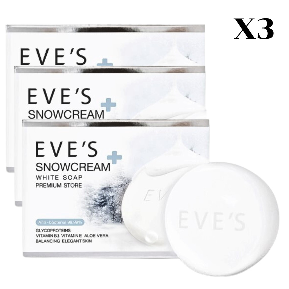 Eve’s Bar Soap White Cream Snow Body Bath Smooth Soft Skin Healthy 130g x3