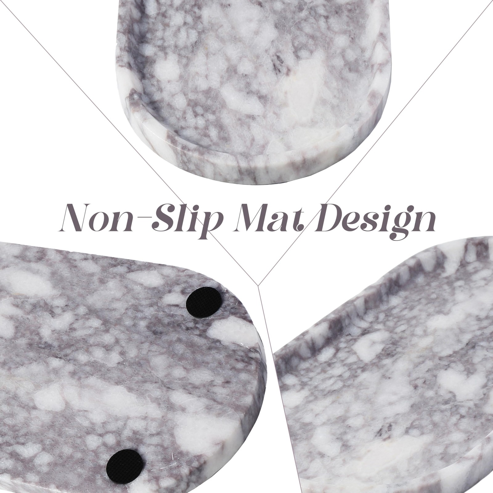 Koville Real Luxurious Natural Marble Vanity Tray, 10″x5″ Calacatta Viola Marble