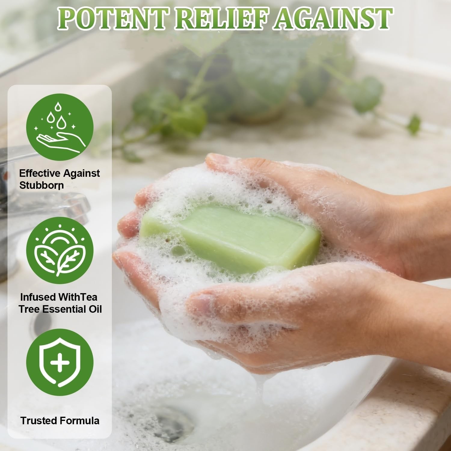 2 Pack Tea Tree Soap, Antifungal Soap, Tea Tree Oil Soap for Men & Women, Relief