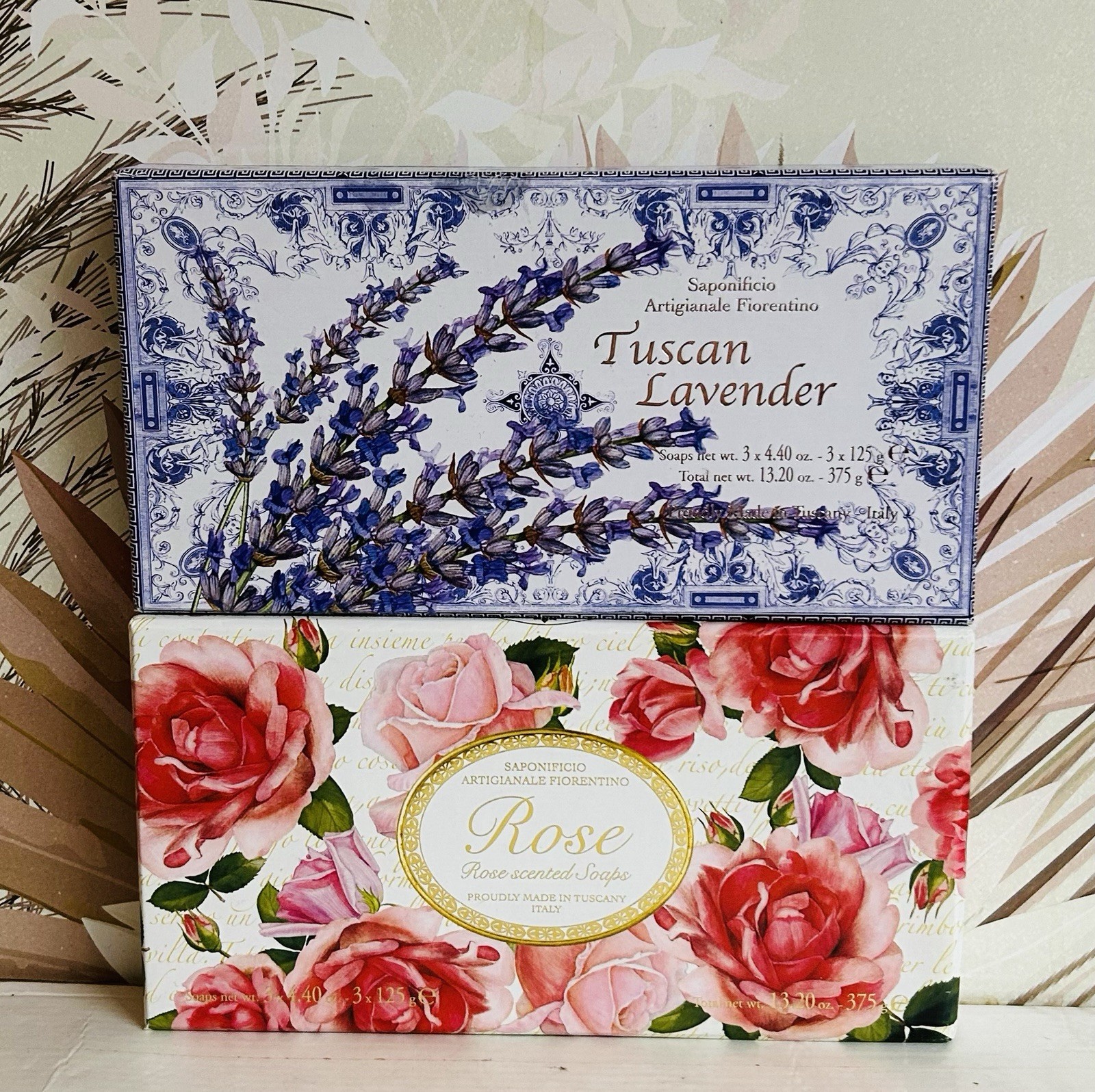 Saponificio ~ Rose & Tuscan Lavender Scented Soap 6 Bars 4.40 oz Each